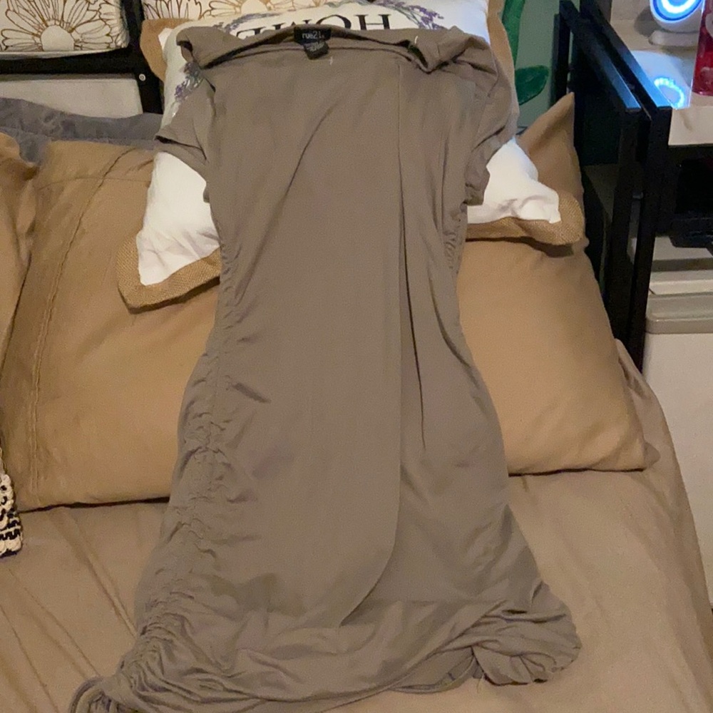 Tan Ruched Bodycon Dress